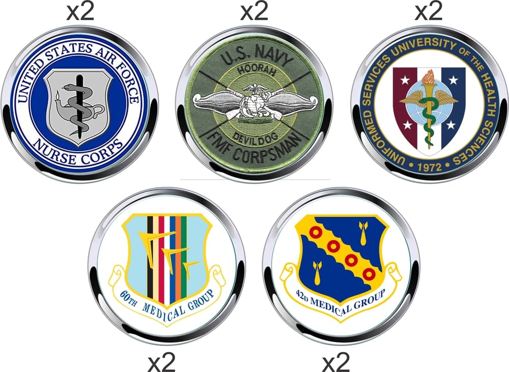 Set of 10 military emblems